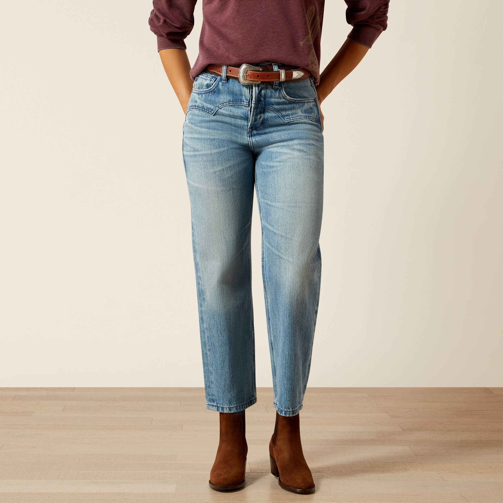 WMS Ultra High Rise Cheyenne Yoke Tomboy Straight Leg Jean
